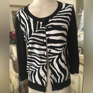 Talbots almost new zebra print cardigan size PM